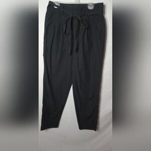 Everlane Women's 26/2 Black The Poplin Pleated Taper Tie-Waist Pant Trousers